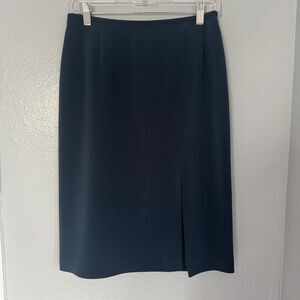 Vintage Anne Klein Navy Blue Pencil Skirt with Slit Women's Size 8